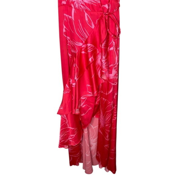 Hutch Anthropologie Ruffle Floral Wrap Dress Size Small In Red Floral Print - Picture 9 of 12